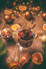 Image showing Christmas composition with mulled wine