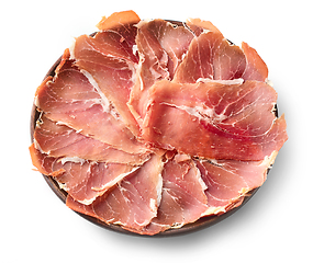 Image showing plate of spanish iberico ham