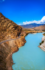 Image showing Vertical photo of road in Altai mountains.