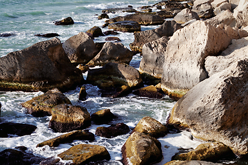 Image showing Rocky coast of the Caspian Sea.