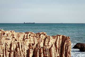 Image showing Rocky coast of the Caspian Sea.