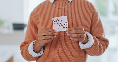 Image showing Gender equality, business woman with paper for equal pay, face and protest with feminism and equality in the workplace. Professional for fair opportunity, portrait and income equity with human rights