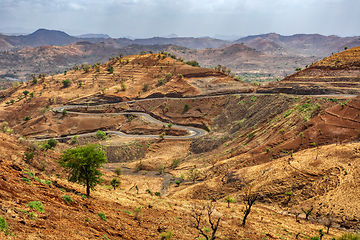 Image showing country road through Simien Mountains, Ethiopia