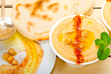 Image showing Hummus with pita bread