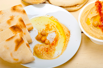 Image showing Hummus with pita bread