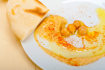 Image showing Hummus with pita bread