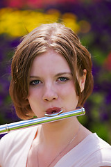 Image showing Teenager with flute