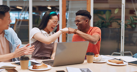 Image showing Business, team and applause for celebration, corporate deal and marketing campaign in modern office. Staff, teamwork and clapping for group project, target achievement and goal for collaboration.