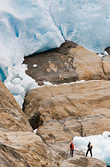 Image showing Hikers by glacier