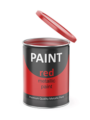 Image showing Red metallic paint can