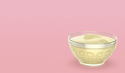 Image showing Vanilla pudding in a glass bowl
