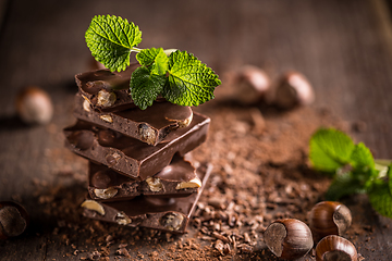 Image showing Stack of chocolate slices