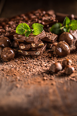 Image showing Pile of assorted chocolates