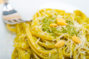 Image showing Italian traditional basil pesto pasta ingredients