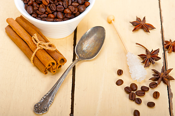 Image showing espresso coffee with sugar and spice