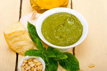 Image showing Italian basil pesto sauce ingredients