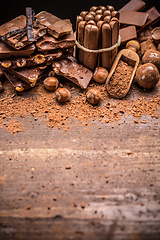 Image showing Chopped chocolate with nut