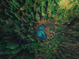 Image showing Geyser (blue, silver) lake with thermal springs