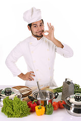 Image showing young chef preparing lunch