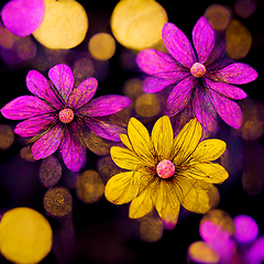 Image showing Purple and yellow abstract flower Illustration.