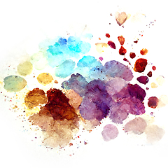 Image showing Multicolored splash watercolor blots.