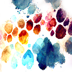 Image showing Multicolored splash watercolor blots - template for your designs