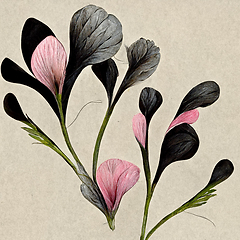 Image showing Grey and pink abstract flower Illustration.