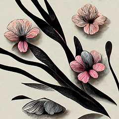 Image showing Grey and pink abstract flower Illustration.