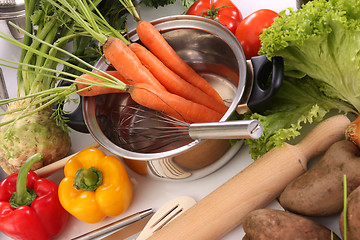 Image showing preparing lunch and vegetables