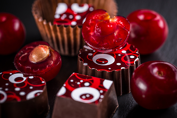 Image showing Chocolate candy with cherry