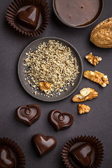 Image showing Heart shaped chocolate praline