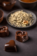 Image showing Heart shaped chocolate praline