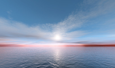 Image showing sunset over the ocean