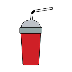 Image showing Disposable Soda Cup And Flexible Stick Icon