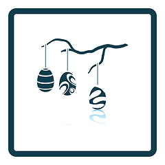 Image showing Easter Eggs Hanged On Tree Branch Icon