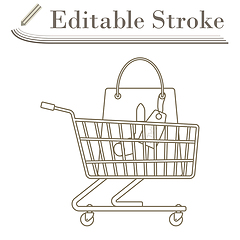 Image showing Shopping Cart With Bag Of Cosmetics Icon