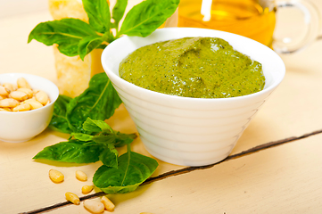 Image showing Italian basil pesto sauce ingredients