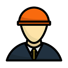 Image showing Icon Of Construction Worker Head In Helmet