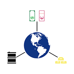 Image showing Oil, Dollar And Gold With Planet Concept Icon