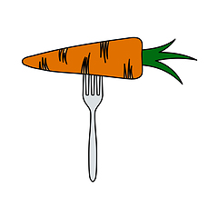 Image showing Icon Of Diet Carrot On Fork