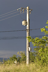 Image showing high voltage overhead power cables