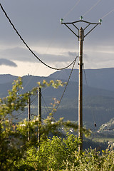 Image showing high voltage overhead power cables