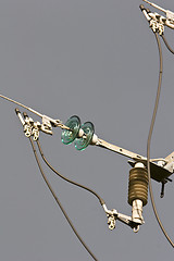 Image showing high voltage overhead power cables