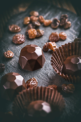 Image showing Chocolate praline with raisin