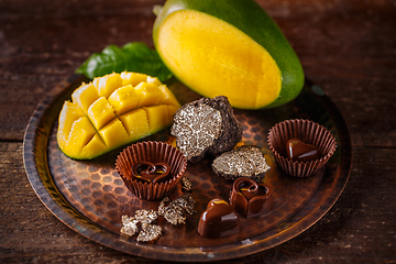 Image showing Heart shaped chocolate praline