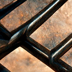 Image showing Rusty metal construction. Closeup texture background.