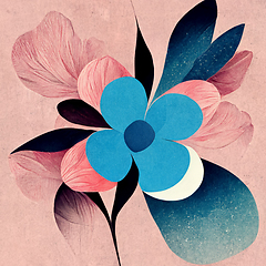 Image showing Blue and pink abstract flower Illustration.