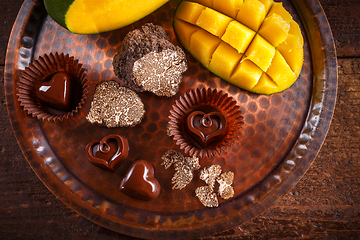 Image showing Heart shaped chocolate praline