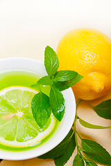 Image showing mint infusion tea tisane with lemon