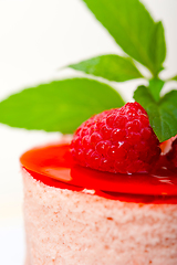 Image showing fresh raspberry cake mousse dessert